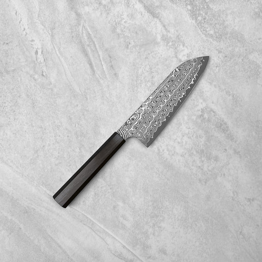 Nigara Hamono Anmon "Raindrop Damascus" SG2 Santoku 180mm